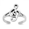 Silver Toe Ring - Music Note