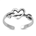 Silver Toe Ring - Heart & Arrow