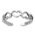 Silver Toe Ring - Hearts