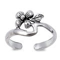 Silver Toe Ring - Flower