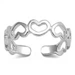 Silver Toe Ring - Hearts