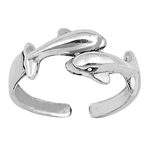 Silver Toe Ring - Dolphins