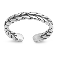 Silver Toe Ring - Braid