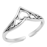 Silver Toe Ring - Hearts