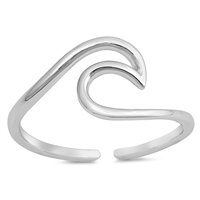 Silver Toe Ring - Wave