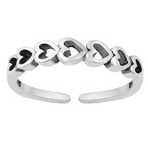 Silver Toe Ring - Sideways Hearts