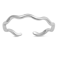 Silver Toe Ring - Waves