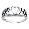 Silver Toe Ring - Heart Crown