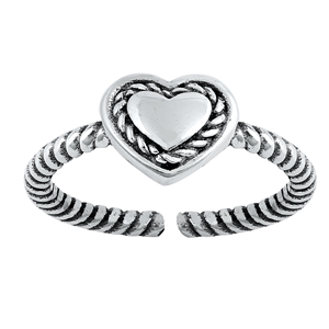 Silver Toe Ring - Heart