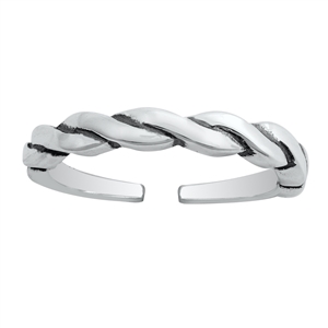 Silver Toe Ring - Rope