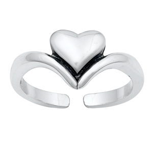 Silver Toe Ring - Heart