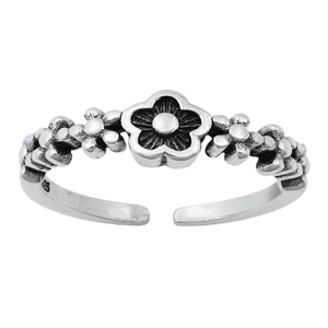 Silver Toe Ring - Flowers