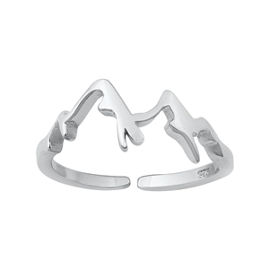 Silver Toe Ring - Mountains