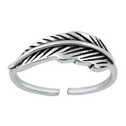 Silver Toe Ring - Feather