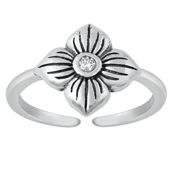 Silver Toe Ring - Flower