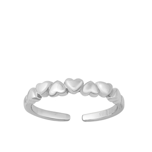 Silver Toe Ring - Hearts