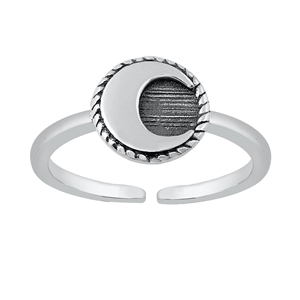 Silver Toe Ring - Crescent Moon