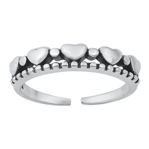 Silver Toe Ring - Hearts