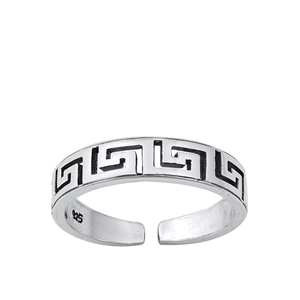 Silver Toe Ring - Aztec