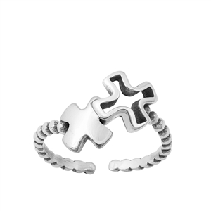 Silver Toe Ring - Crosses