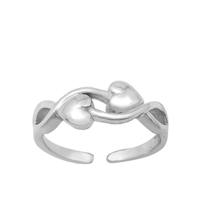 Silver Toe Ring - Hearts