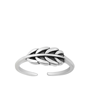 Silver Toe Ring - Feather