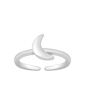 Silver Toe Ring - Crescent Moon