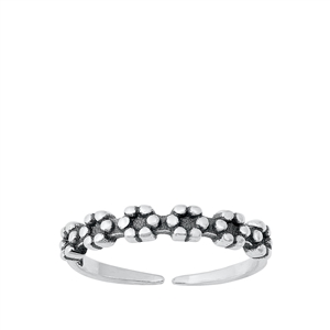 Silver Toe Ring - Flowers