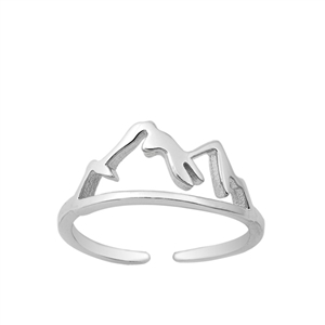 Silver Toe Ring - Mountains