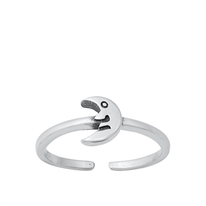 Silver Toe Ring - Crescent Moon