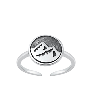 Silver Toe Ring - Mountains