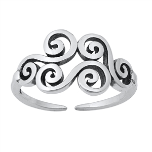 Silver Toe Ring - Wind Symbol