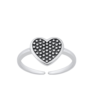 Silver Toe Ring - Polka Dot Heart