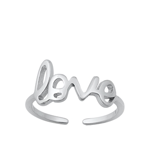 Silver Toe Ring - Love