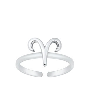 Silver Toe Ring - Aries Zodiac Sign