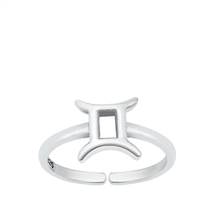 Silver Toe Ring - Gemini Zodiac Sign