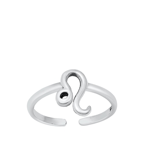 Silver Toe Ring - Leo Zodiac Sign
