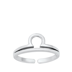 Silver Toe Ring - Libra Zodiac Sign