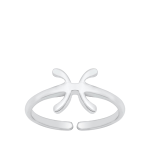 Silver Toe Ring - Pisces Zodiac Sign