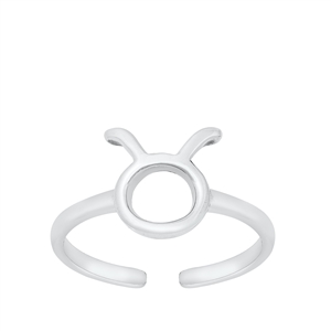 Silver Toe Ring - Taurus Zodiac Sign
