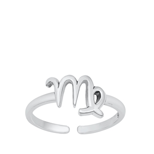 Silver Toe Ring - Virgo Zodiac Sign