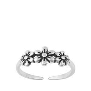Silver Toe Ring - Flowers