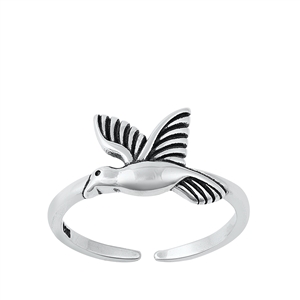 Silver Toe Ring - Hummingbird