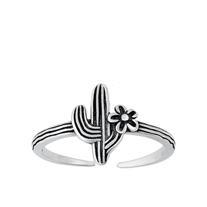 Silver Toe Ring - Cactus