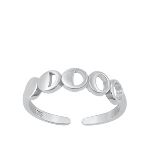 Silver Toe Ring - Moon Phase