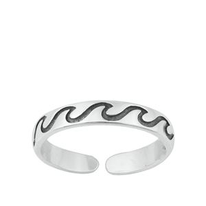 Silver Toe Ring - Waves