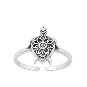 Silver Toe Ring - Turtle