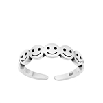 Silver Toe Ring - Happy Face