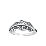 Silver Toe Ring - Feather