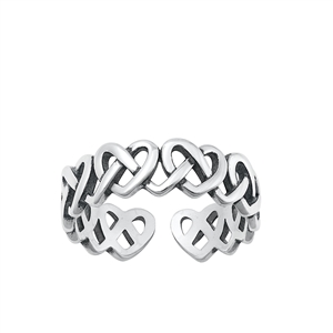 Silver Toe Ring - Knotted Hearts